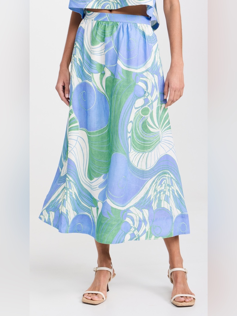 RHODE Aaron Periwinkle Deco Surf Maxi Skirt